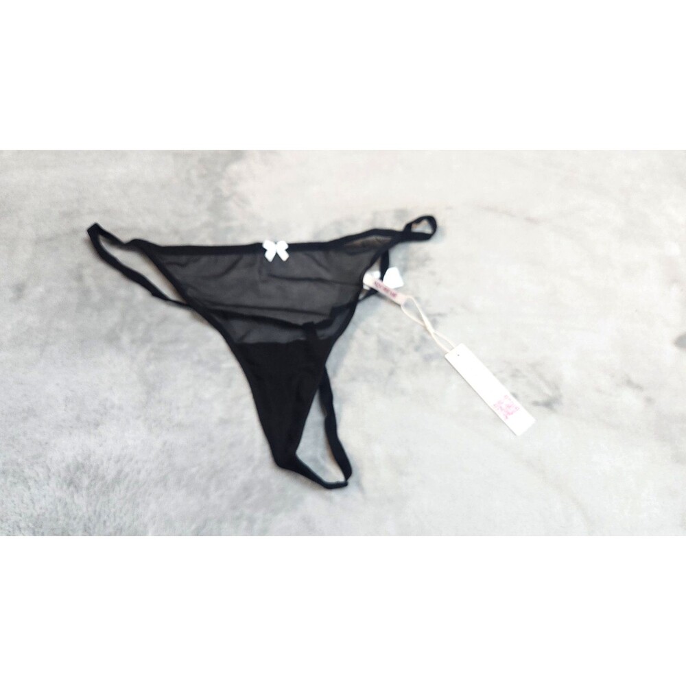 NEW‎ Adore Me Size XL Black Lace Floral Mesh Thong NWT